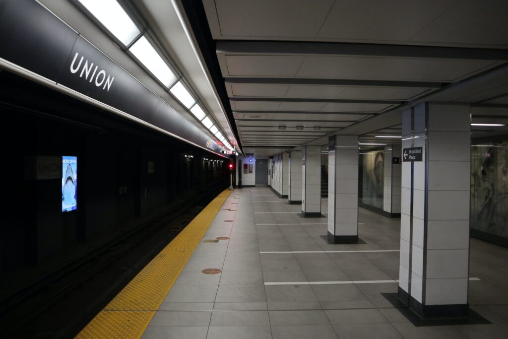 Subway station platform.