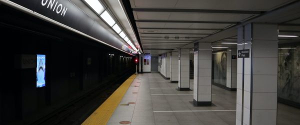 Subway station platform.